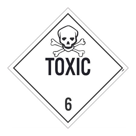 Toxic 6 Dot Placard Sign, Pk100, Material: Pressure Sensitive Removable Vinyl .0045
